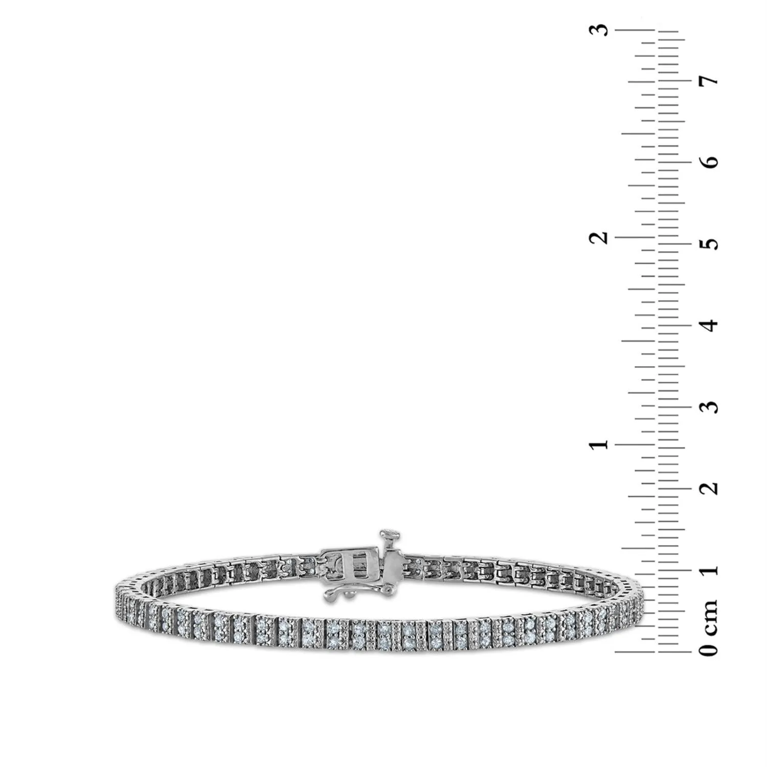 1 CTW Diamond 7-inch Tennis Bracelet in Rhodium Plated Sterling Silver