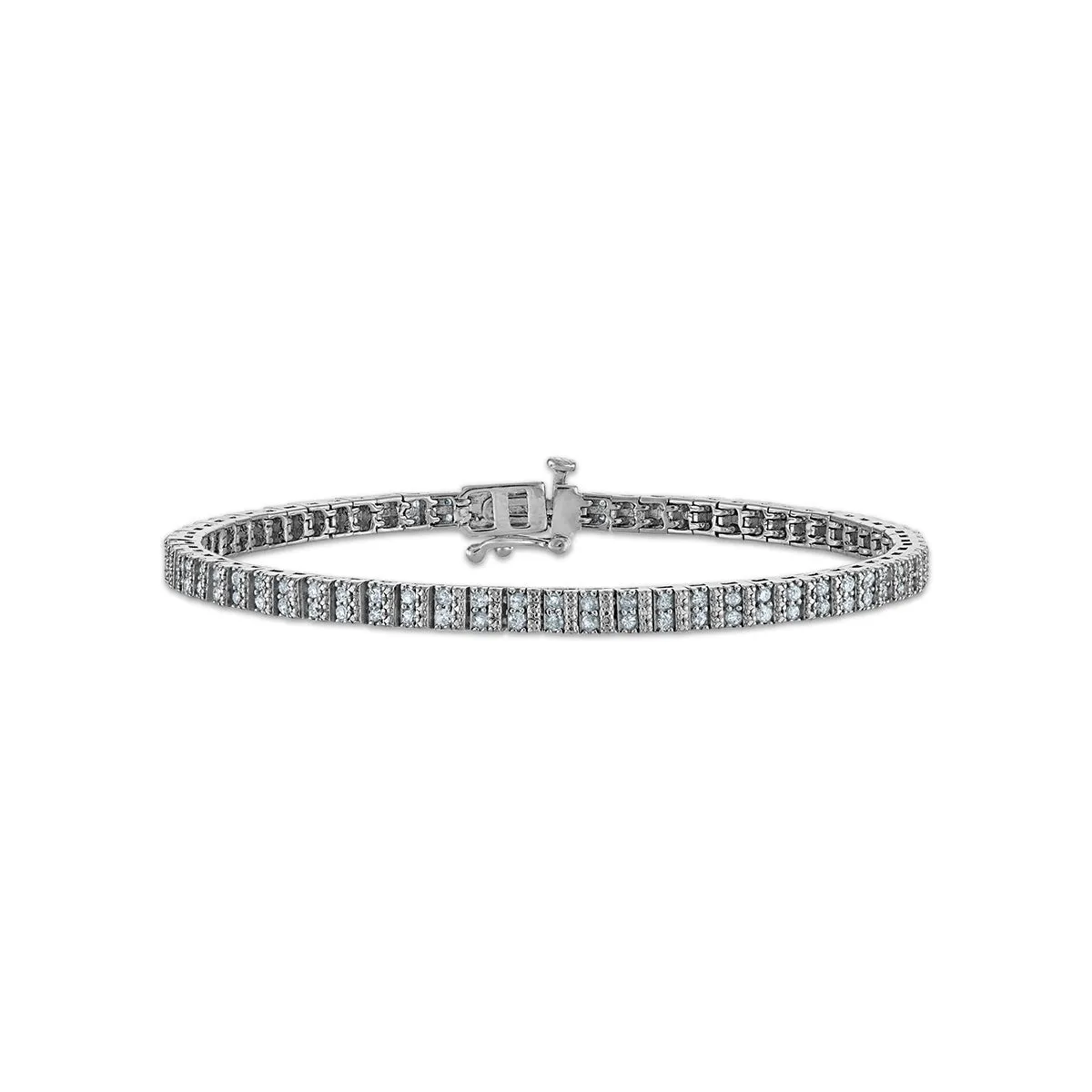 1 CTW Diamond 7-inch Tennis Bracelet in Rhodium Plated Sterling Silver