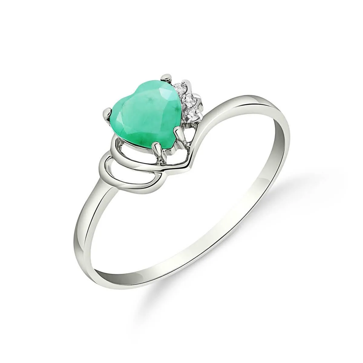 1.02 Carat 14K Solid White Gold Release The Heart Emerald Diamond Ring