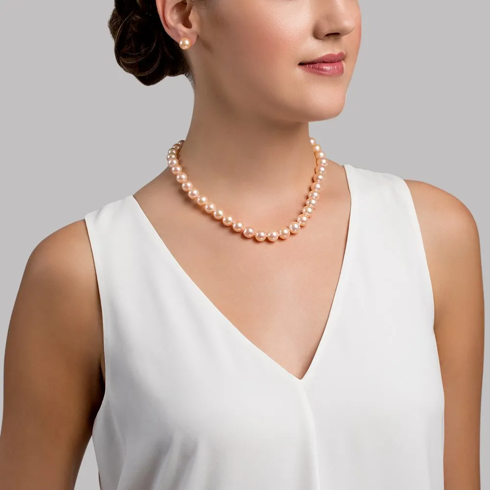 10.5-11.5mm Peach Freshwater Pearl Necklace - AAA Quality