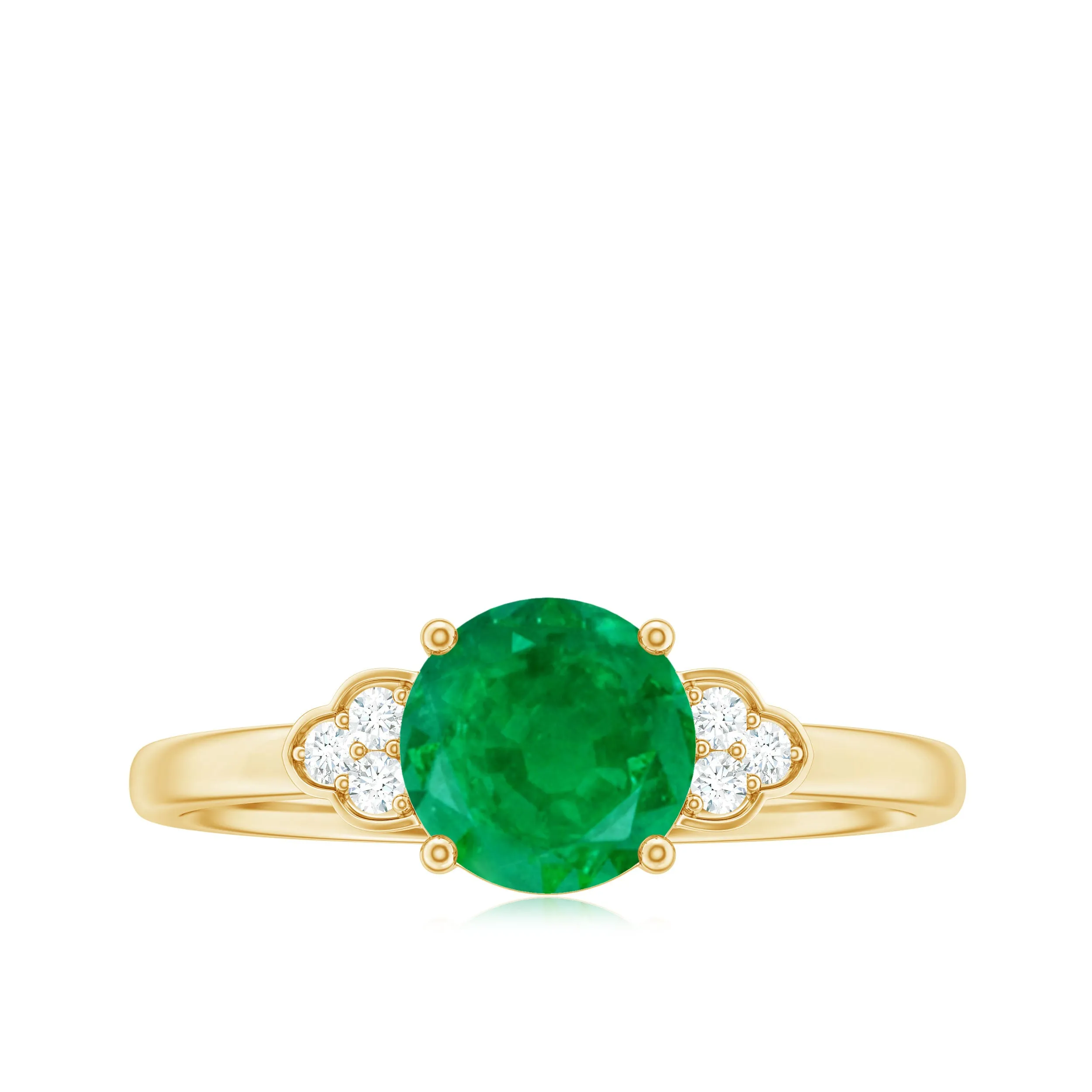 1.25 CT Round Emerald Solitaire Engagement Ring with Diamond