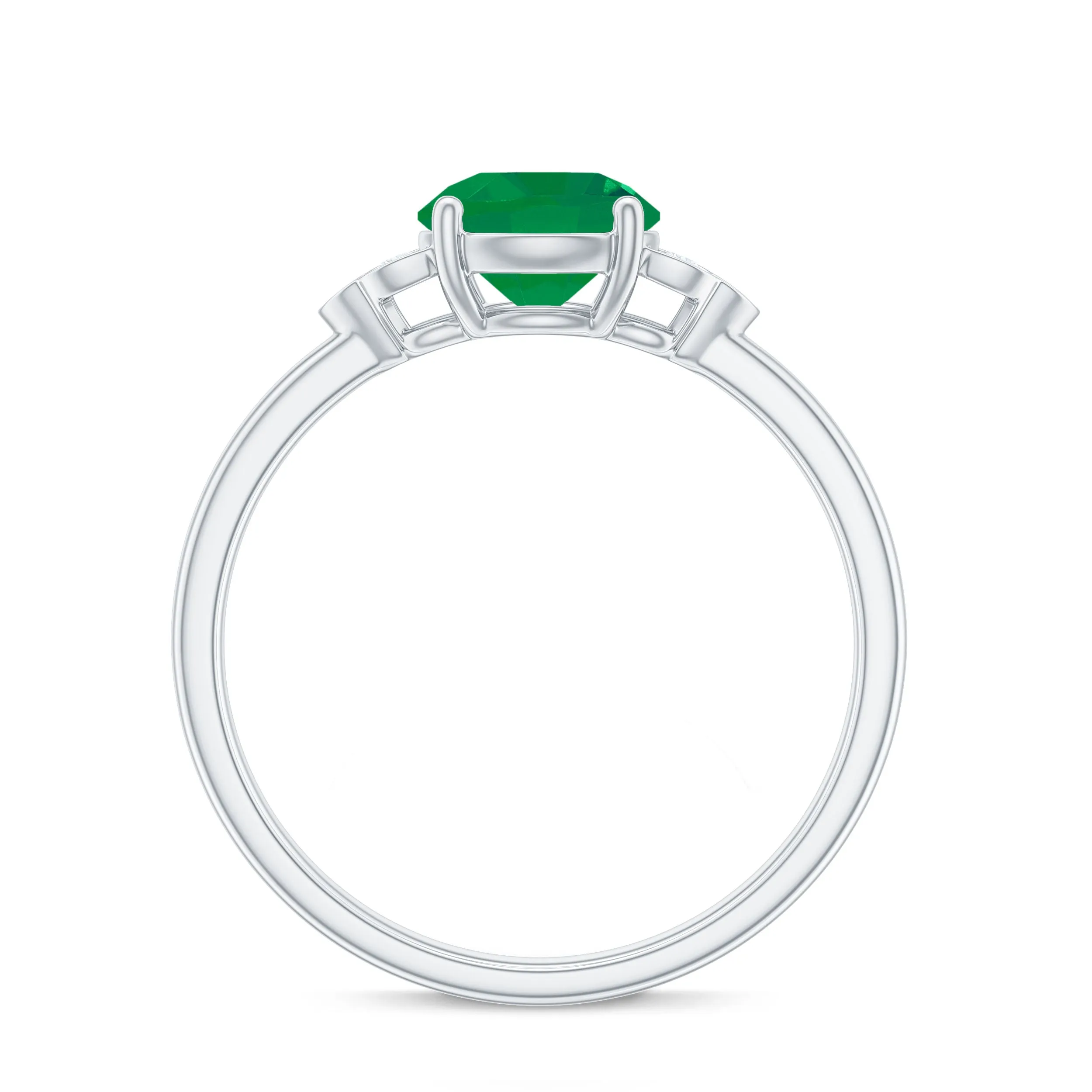 1.25 CT Round Emerald Solitaire Engagement Ring with Diamond