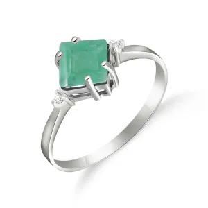 1.46 Carat 14K Solid White Gold Emerald Lake Emerald Diamond Ring