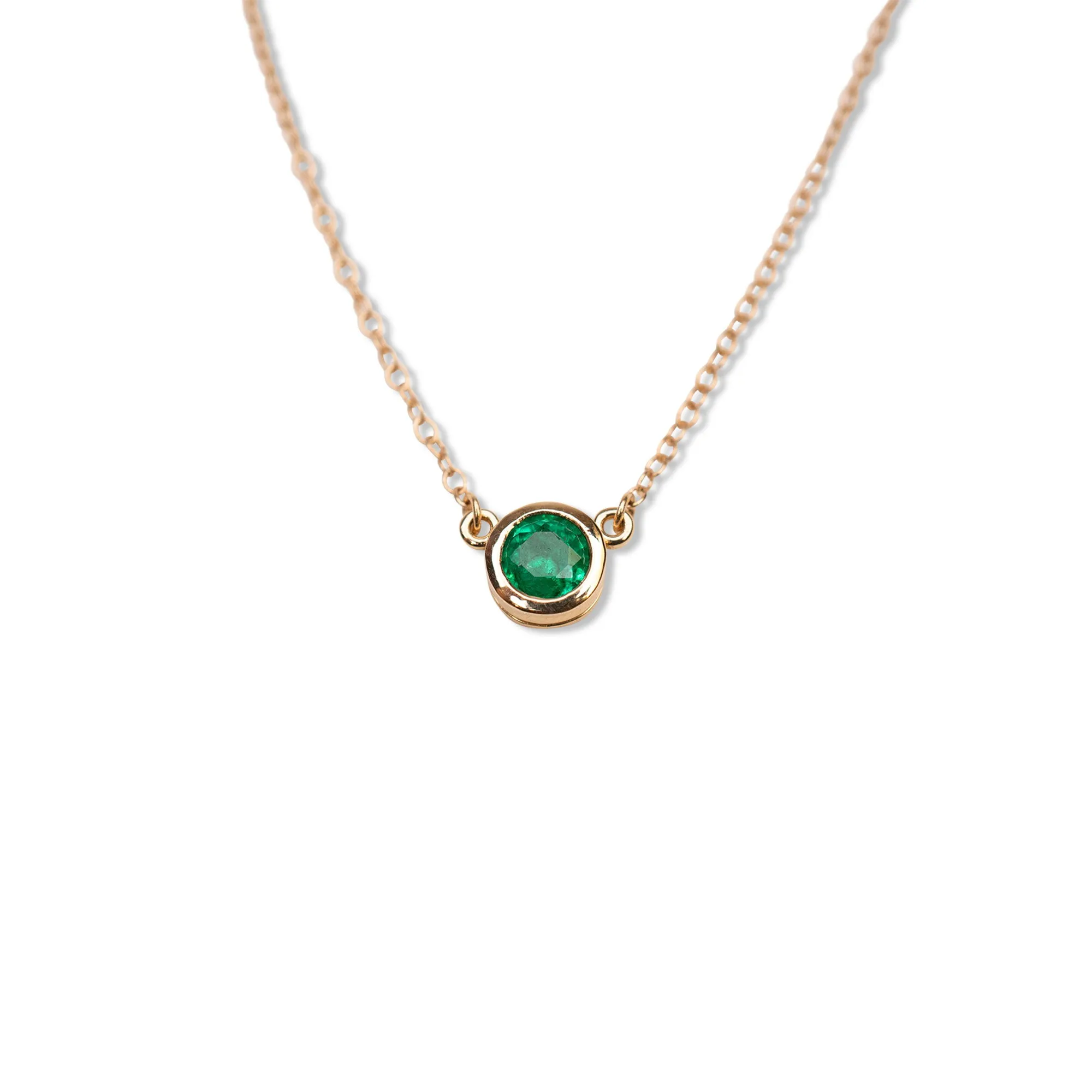 14k Emerald Bezel Necklace