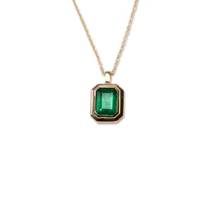 14k Emerald Tiered Bezel Necklace