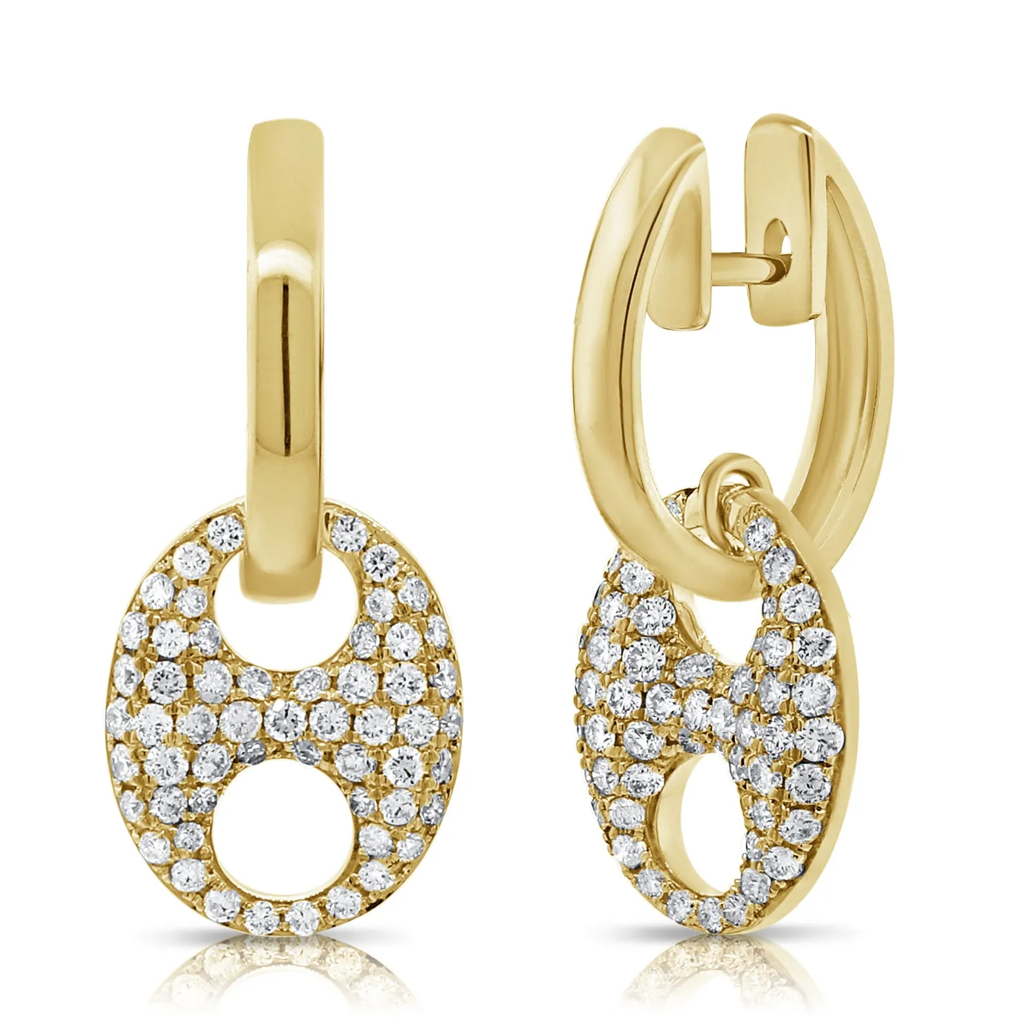 14K Gold & Diamond Link Earrings - 1.10ct