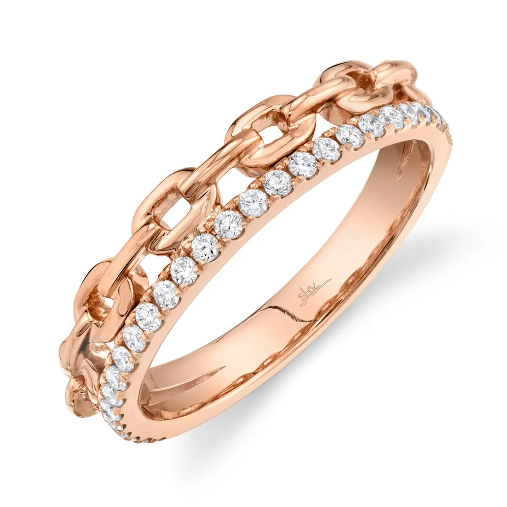 14K Rose Gold Diamond Link Ring