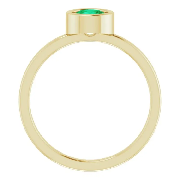 14K Yellow 5.5 mm Natural Emerald Ring