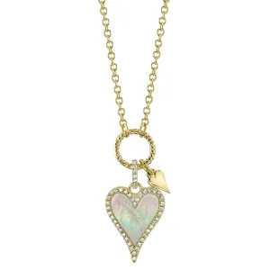 14KY.012CT MOTHER OF PEARL HEART NECKLACE