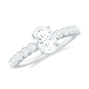 1.50 CT Prong Set Oval Moissanite Solitaire Engagement Ring