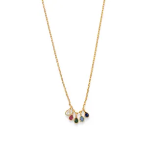 16" 2" 14 Karat Gold Plated Multi Color CZ Necklace