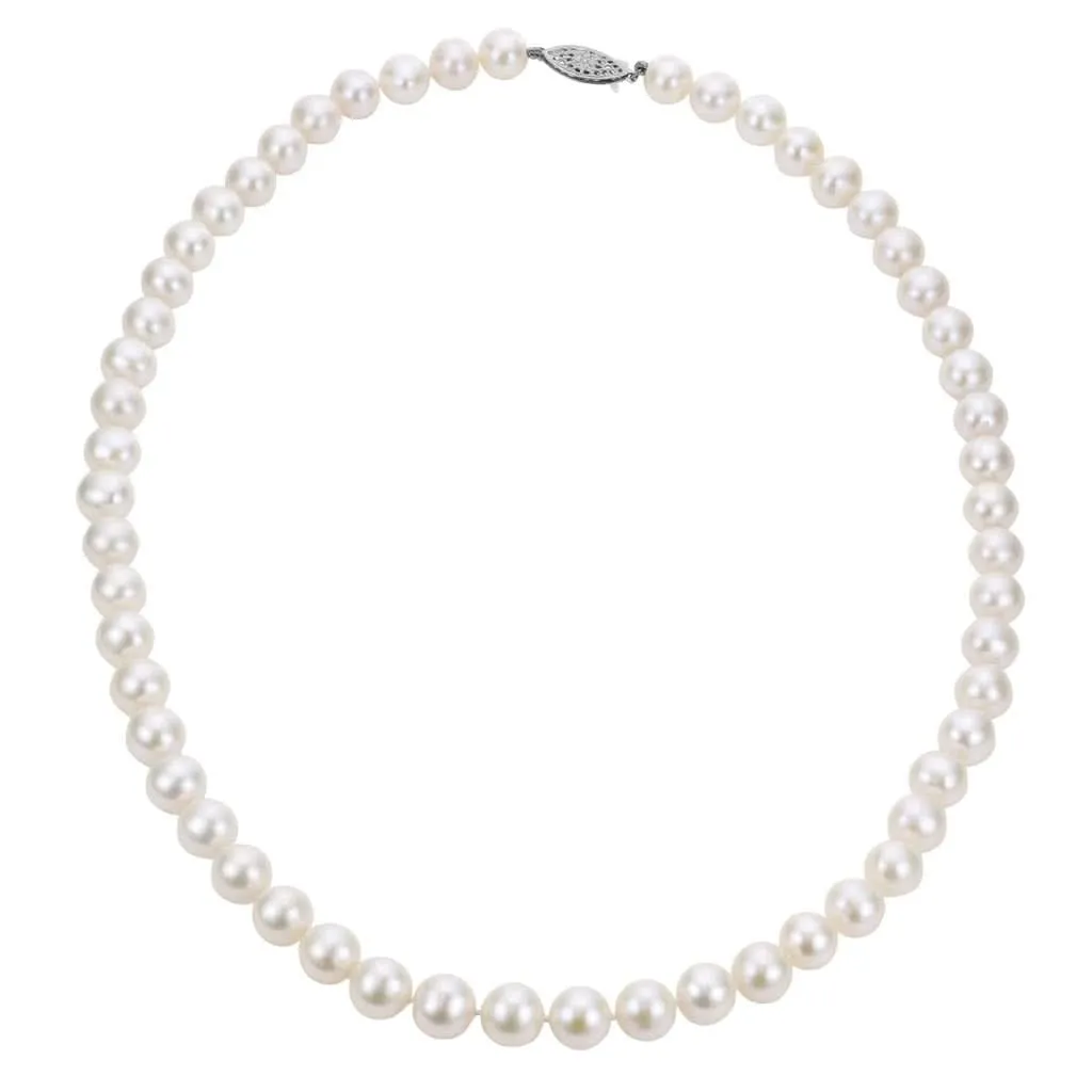 18 inch Cultured Akoya Pearl Necklace with 14K White Ball Clasp