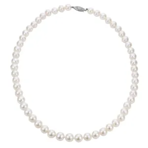 18 inch Cultured Akoya Pearl Necklace with 14K White Ball Clasp