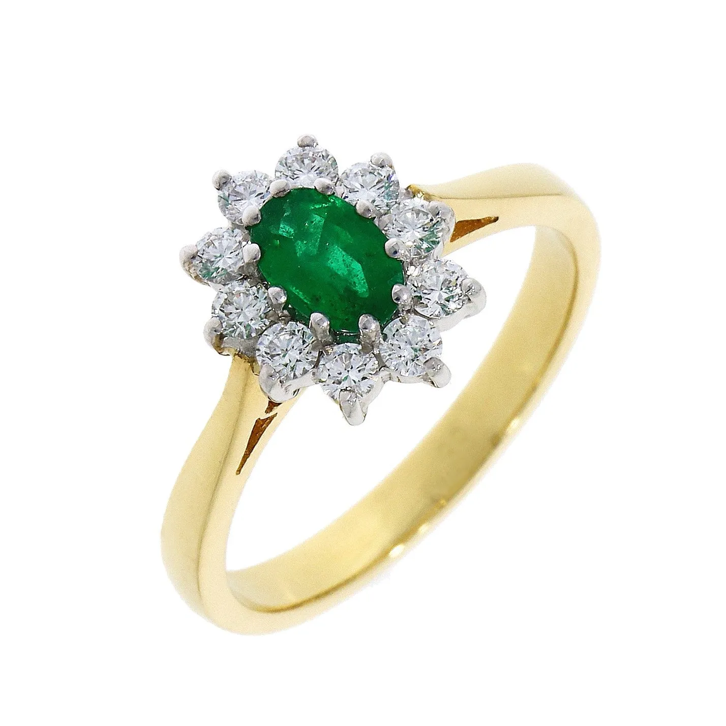 18ct Emerald & Diamond Cluster Ring