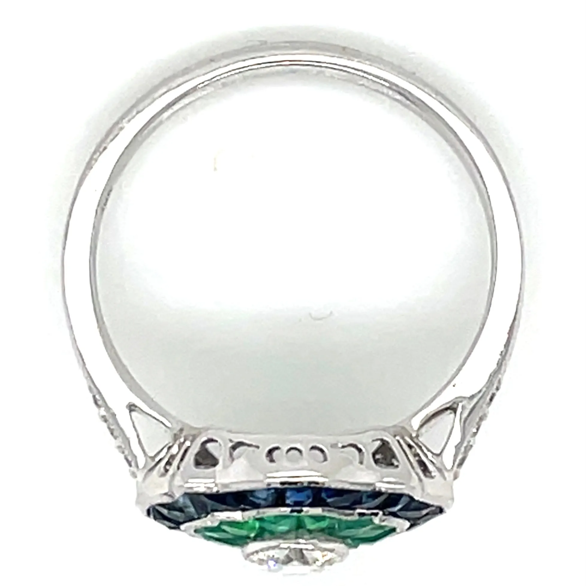 18ct White Gold Earth Grown Diamond, Sapphire And Emerald Ring