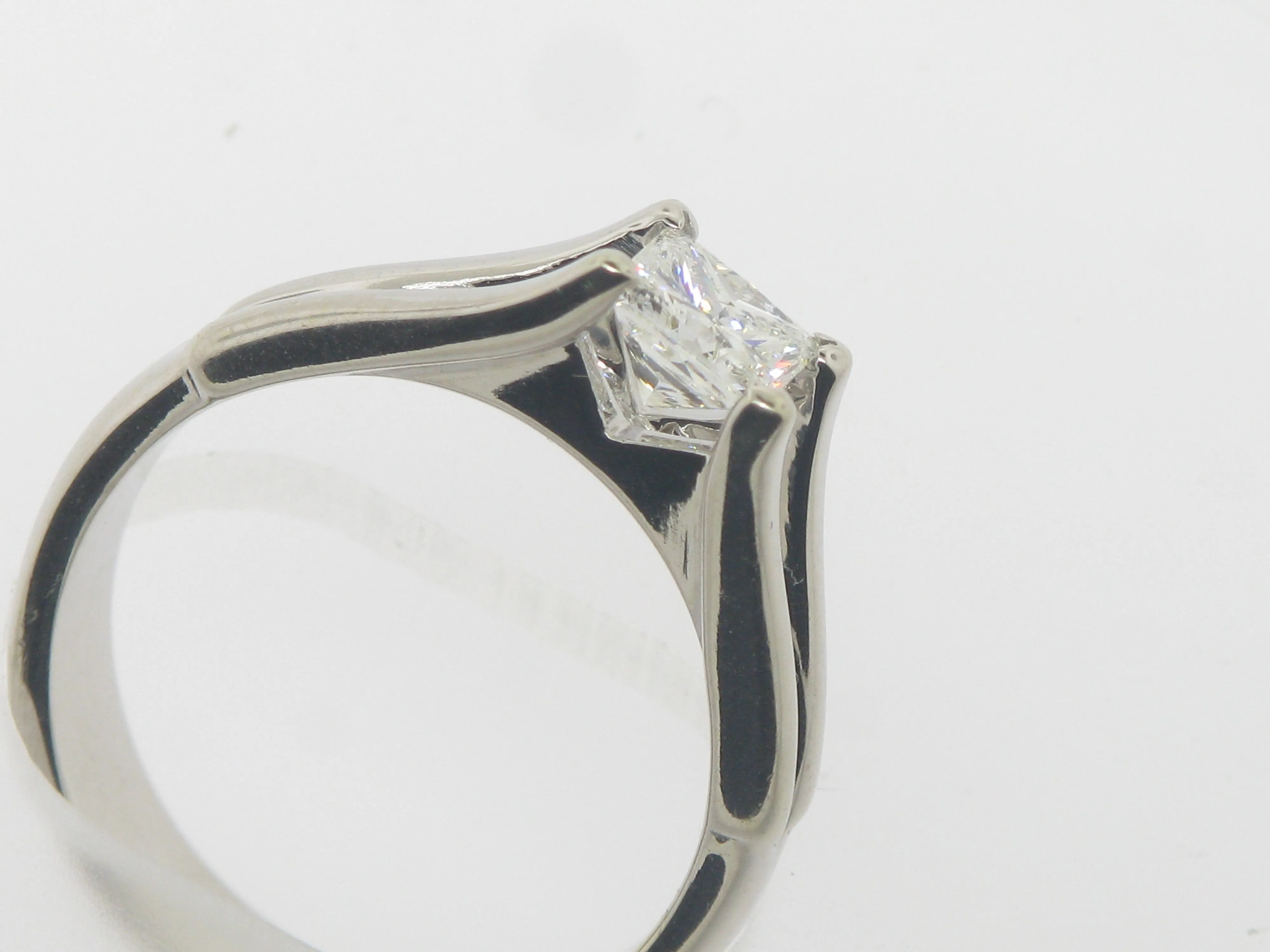 18K White Gold Engagement Ring w/ .64 CT GIA Princess Cut Diamond