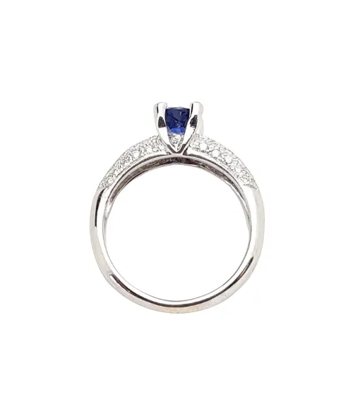 18K White Gold Sapphire Diamond Ring