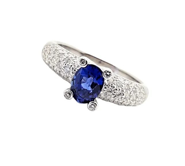 18K White Gold Sapphire Diamond Ring