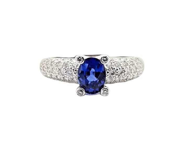 18K White Gold Sapphire Diamond Ring