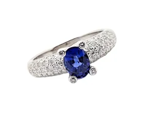 18K White Gold Sapphire Diamond Ring