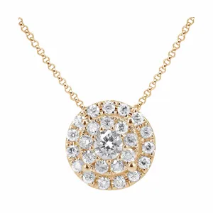 18K Yellow Gold Diamond Cluster Pendant with Chain