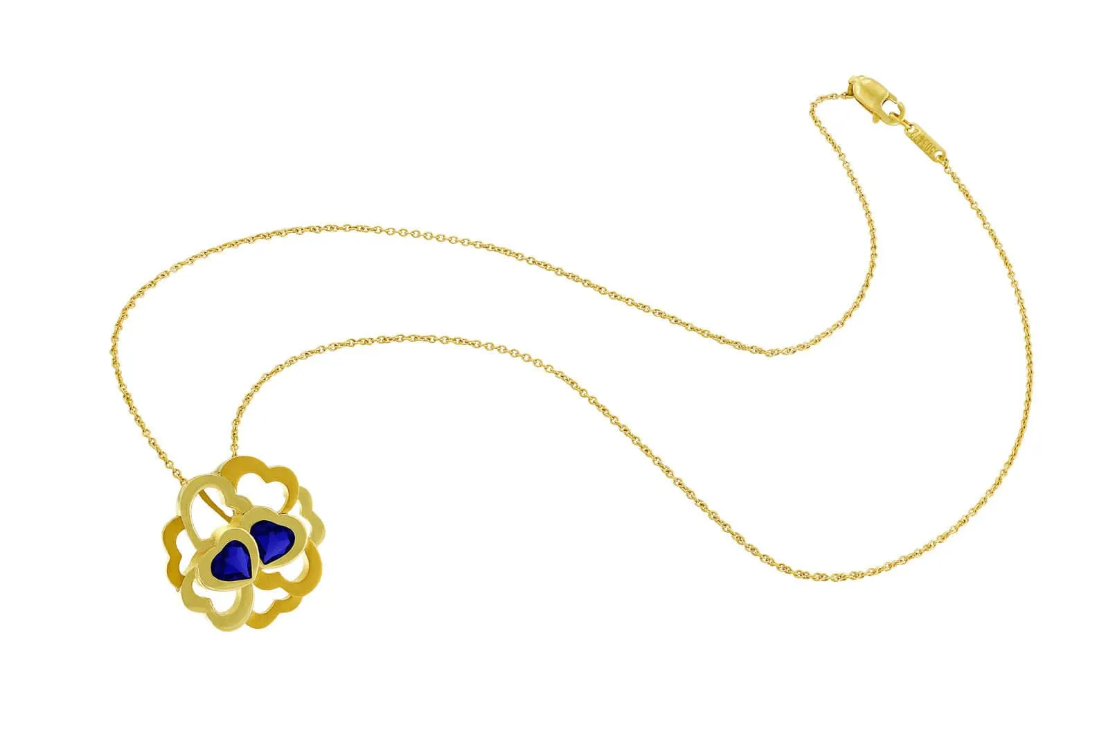 18kt Yellow Gold Iolite Heart Necklace