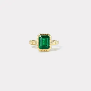 2.94ct Emerald Cut Emerald Heirloom Bezel Ring