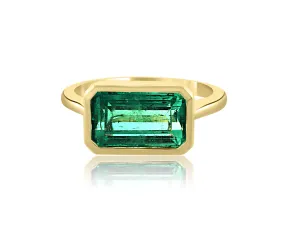 3.44ct Colombian Emerald Bezel Ring