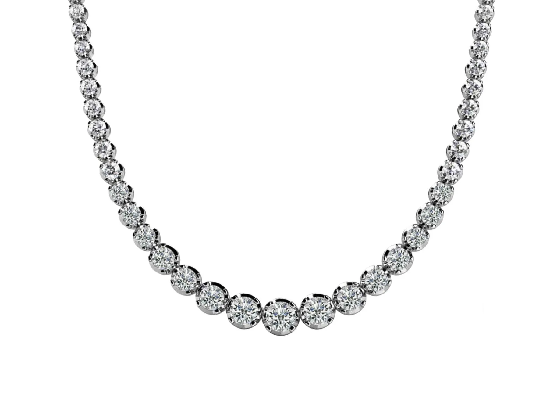 5 Carat Diamond Platinum Graduated Tennis Choker Necklace 16"