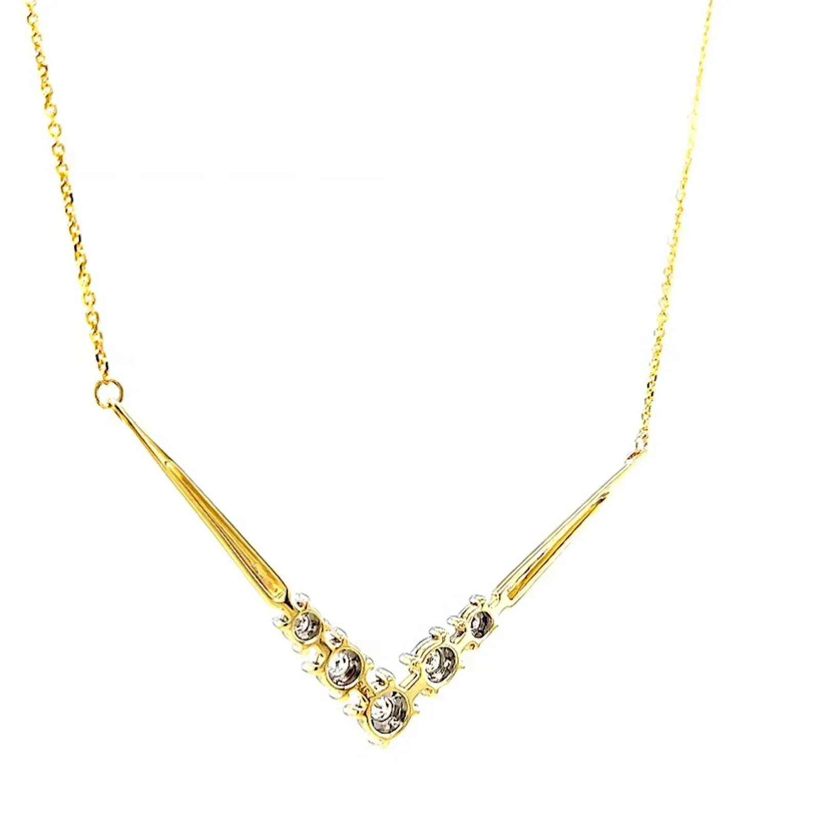 9ct Two Tone Gold Round Brilliant Cut with 0.10 Carat tw of Diamonds Necklace