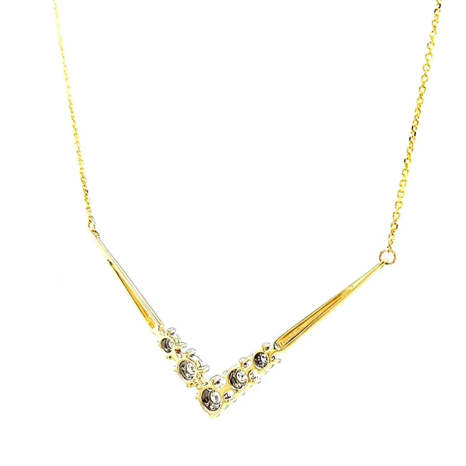 9ct Two Tone Gold Round Brilliant Cut with 0.10 Carat tw of Diamonds Necklace