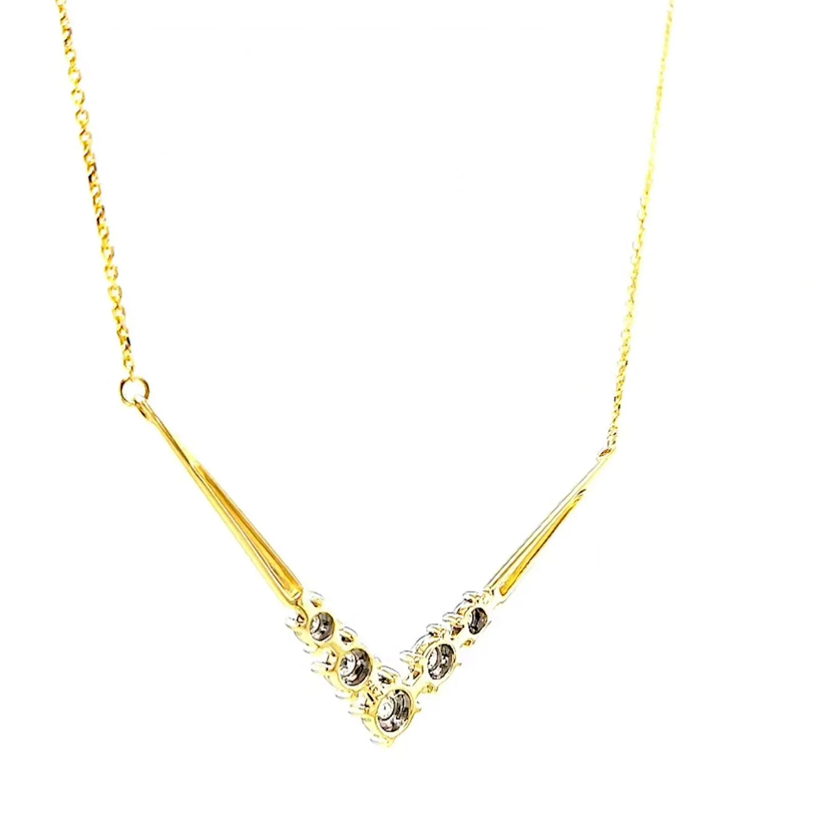 9ct Two Tone Gold Round Brilliant Cut with 0.10 Carat tw of Diamonds Necklace