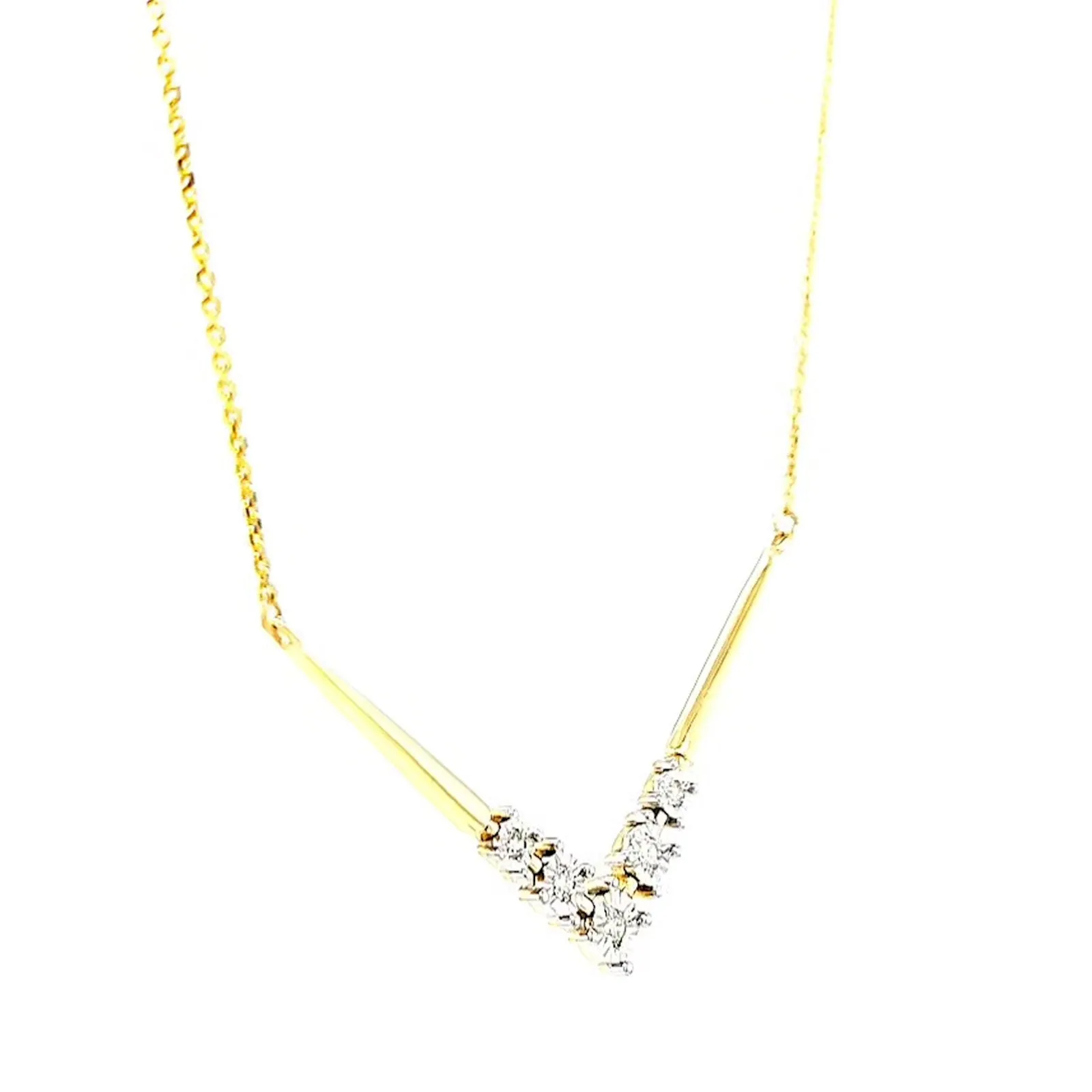 9ct Two Tone Gold Round Brilliant Cut with 0.10 Carat tw of Diamonds Necklace