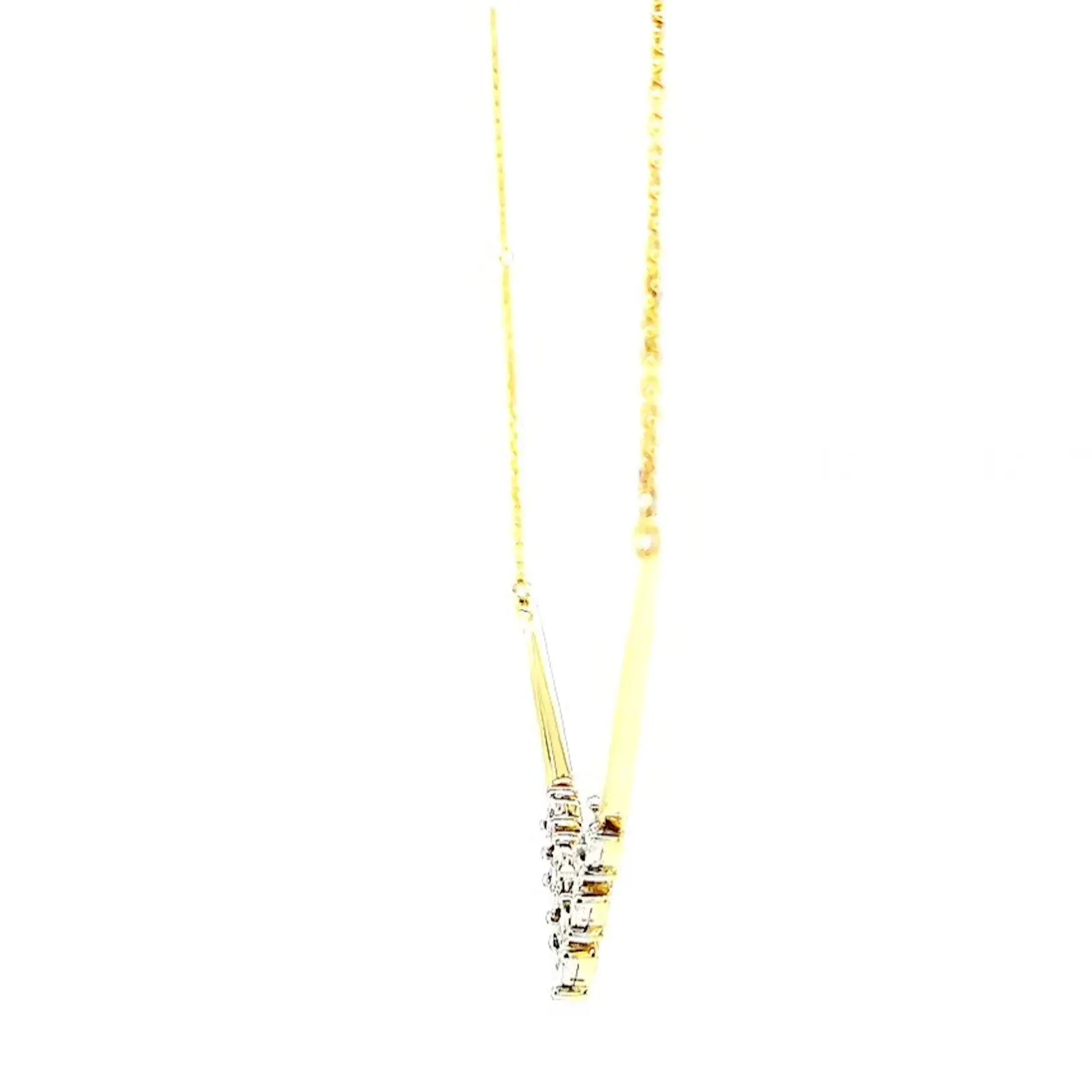 9ct Two Tone Gold Round Brilliant Cut with 0.10 Carat tw of Diamonds Necklace