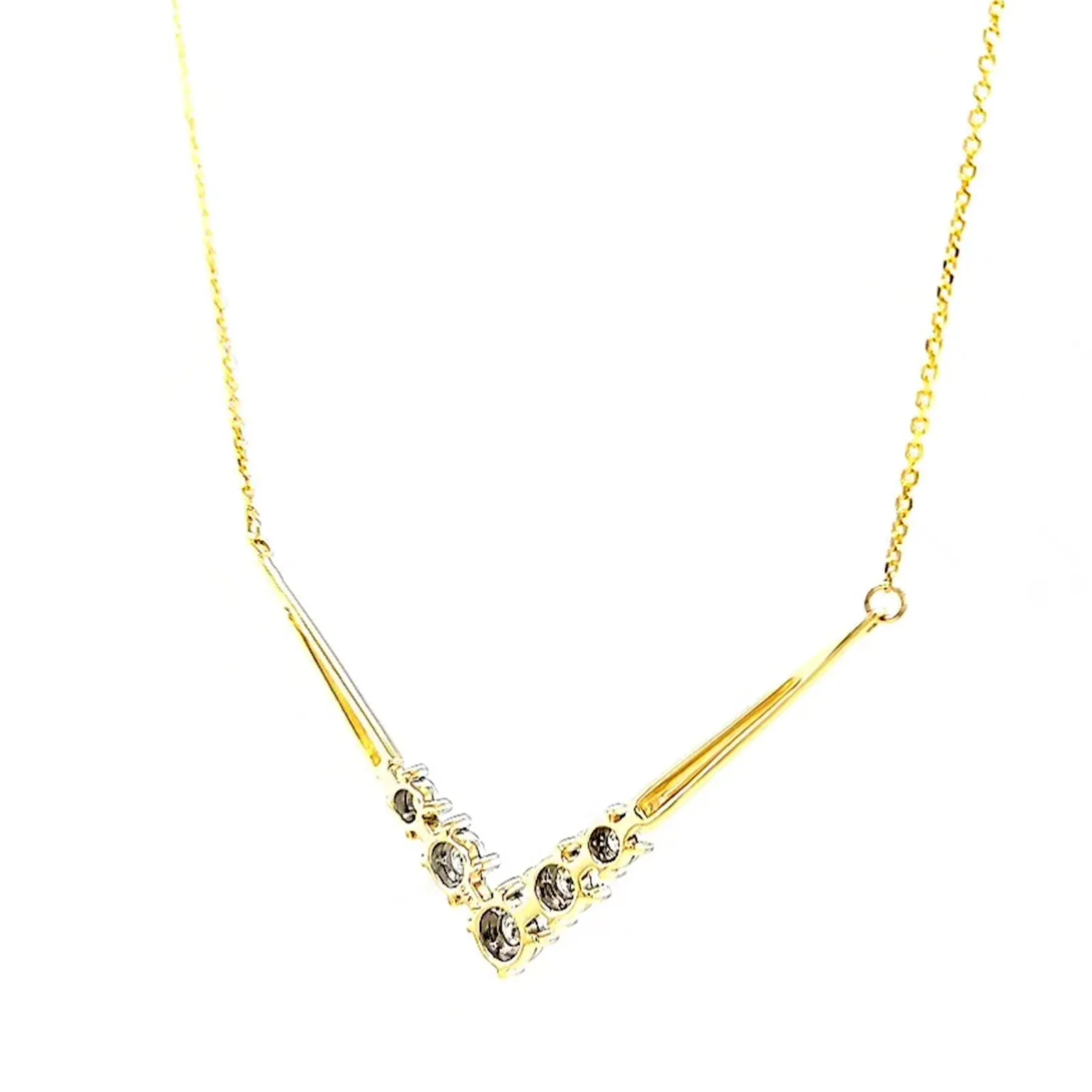 9ct Two Tone Gold Round Brilliant Cut with 0.10 Carat tw of Diamonds Necklace