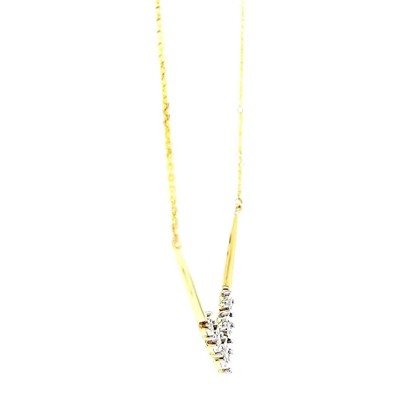 9ct Two Tone Gold Round Brilliant Cut with 0.10 Carat tw of Diamonds Necklace