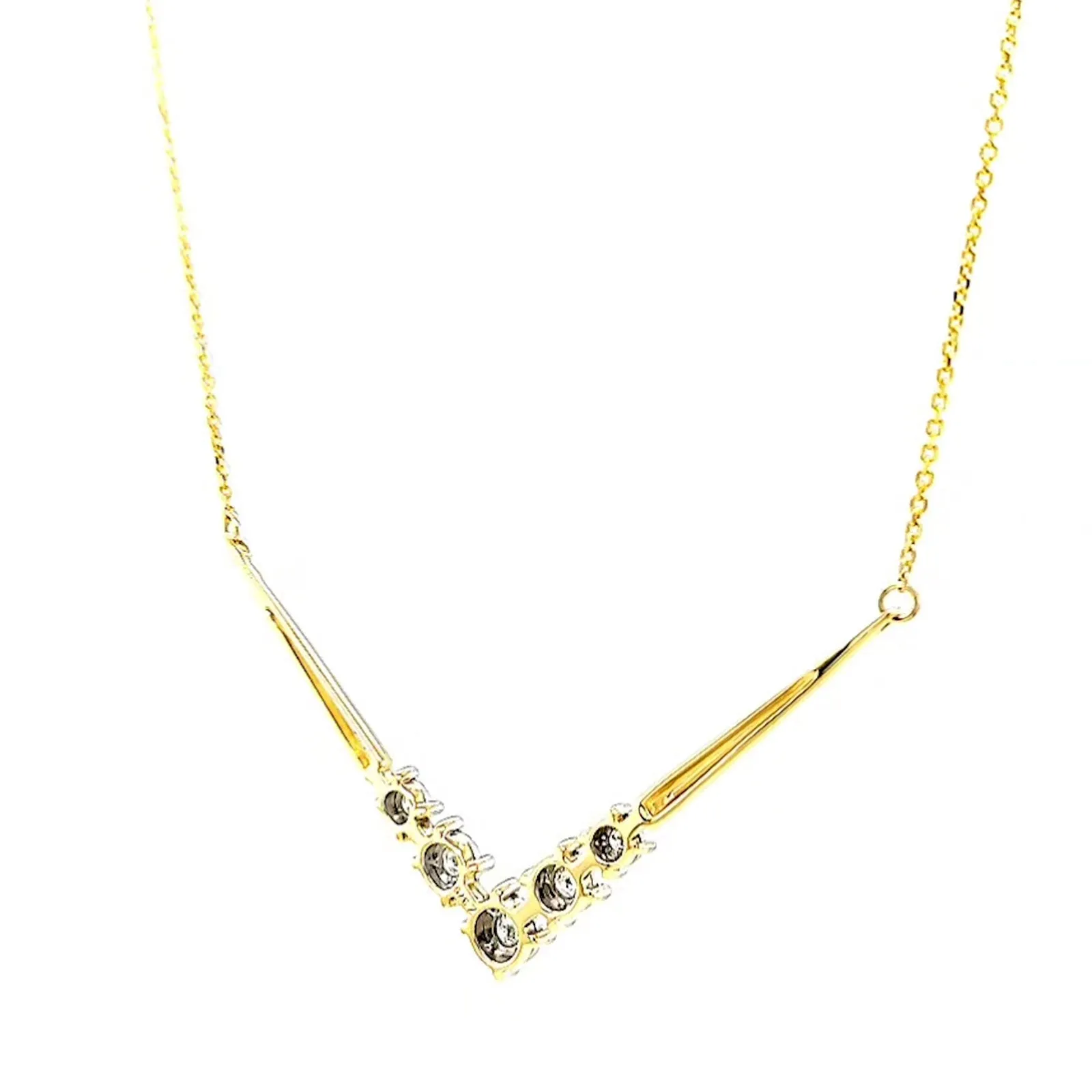 9ct Two Tone Gold Round Brilliant Cut with 0.10 Carat tw of Diamonds Necklace