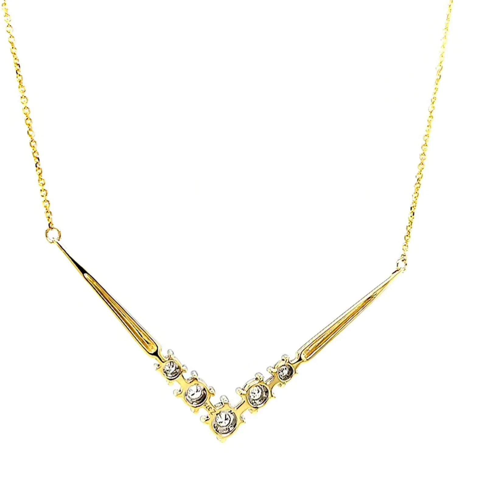 9ct Two Tone Gold Round Brilliant Cut with 0.10 Carat tw of Diamonds Necklace