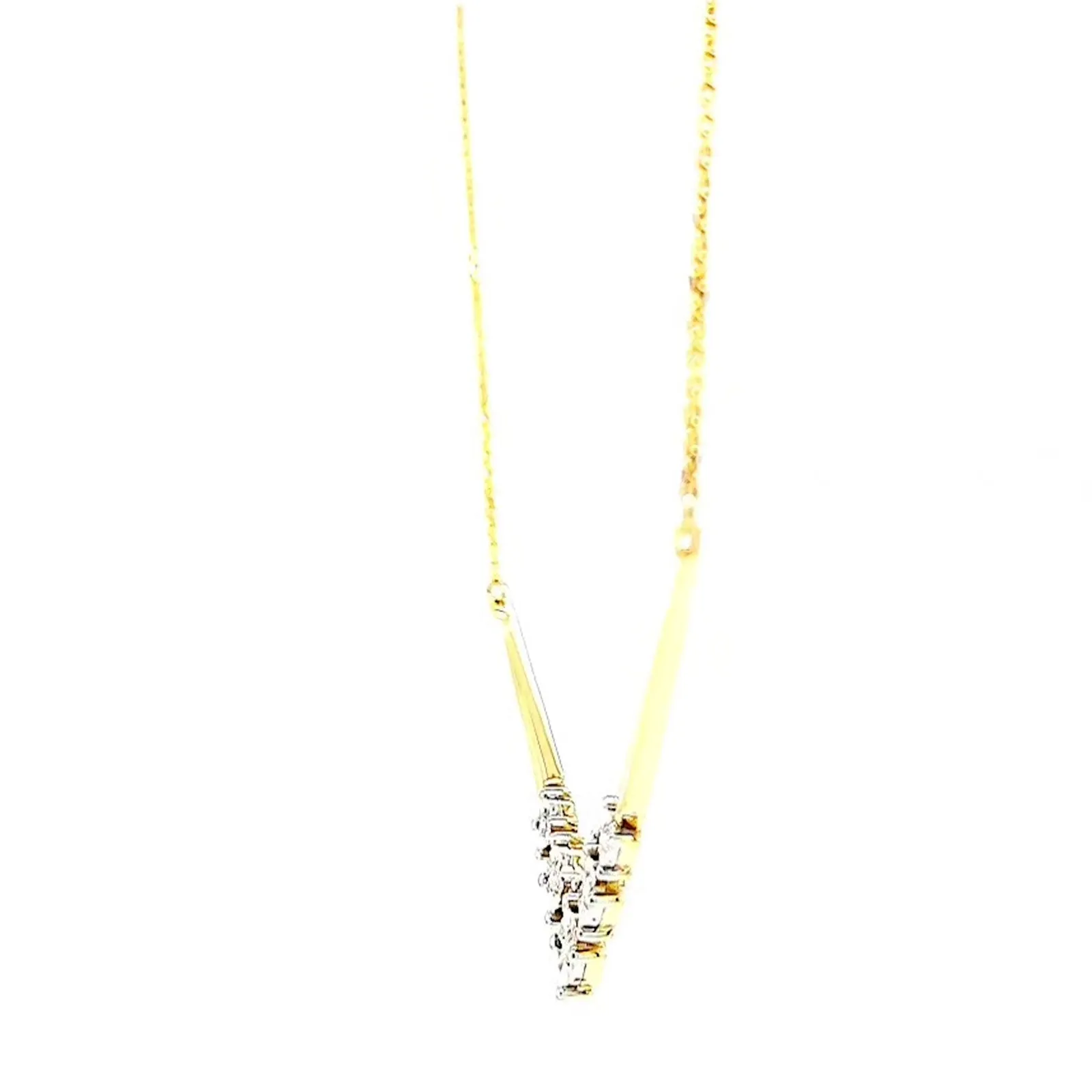 9ct Two Tone Gold Round Brilliant Cut with 0.10 Carat tw of Diamonds Necklace