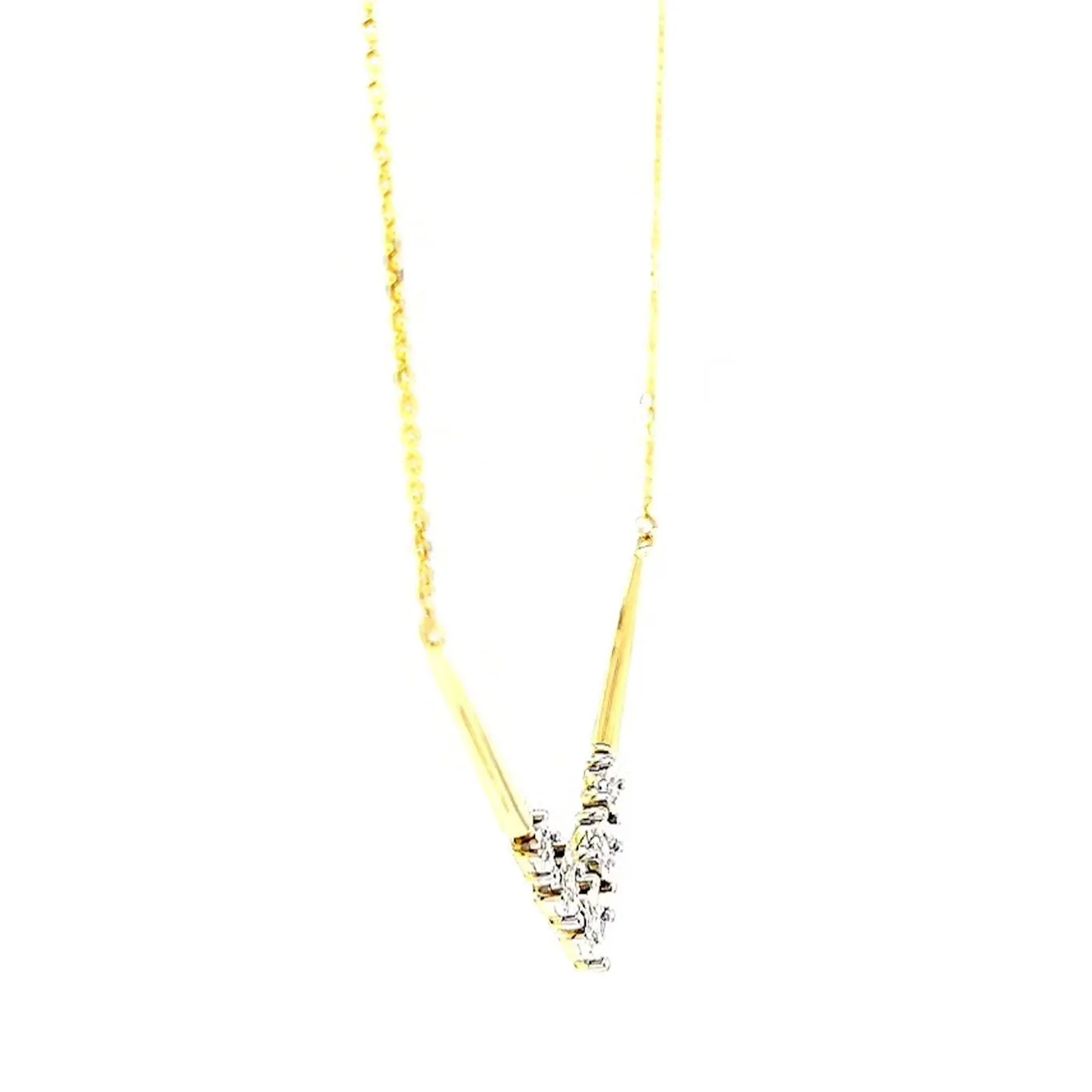 9ct Two Tone Gold Round Brilliant Cut with 0.10 Carat tw of Diamonds Necklace