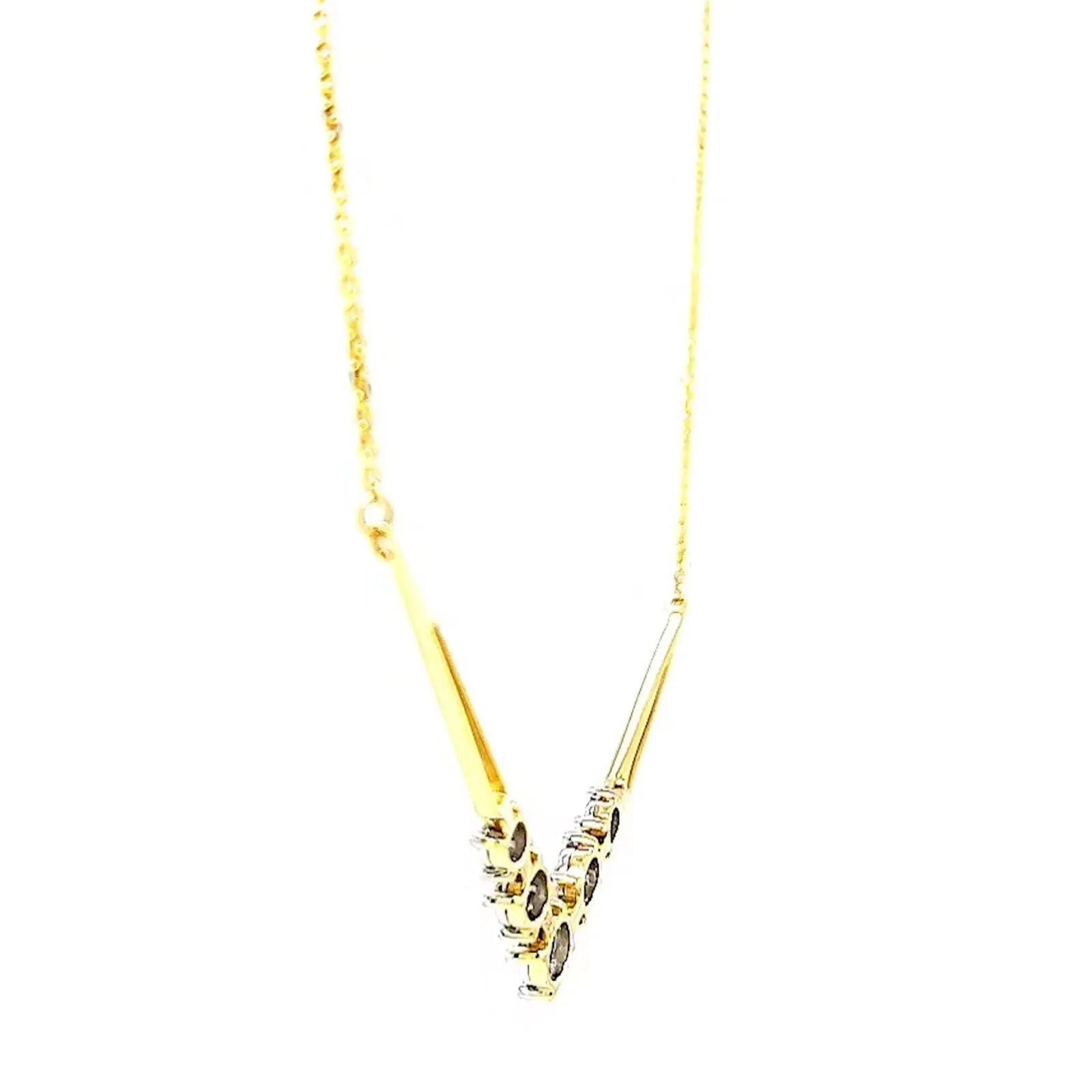 9ct Two Tone Gold Round Brilliant Cut with 0.10 Carat tw of Diamonds Necklace