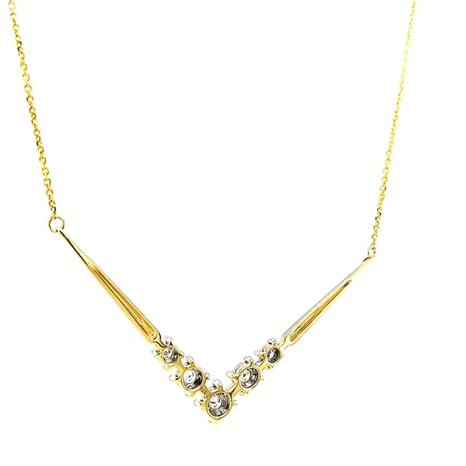 9ct Two Tone Gold Round Brilliant Cut with 0.10 Carat tw of Diamonds Necklace