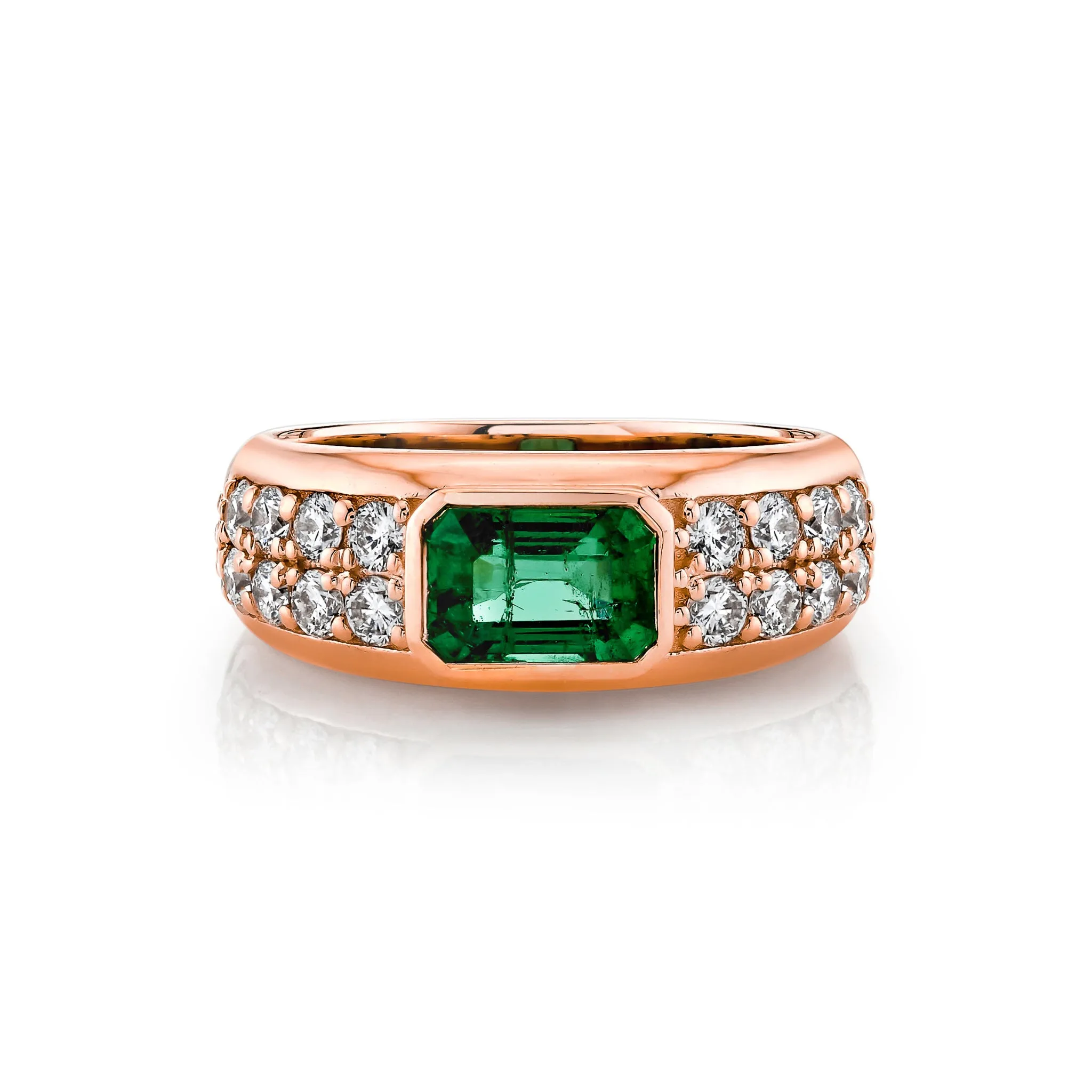 Abundantia Emerald Cut Emerald Diamond Pavé Ring