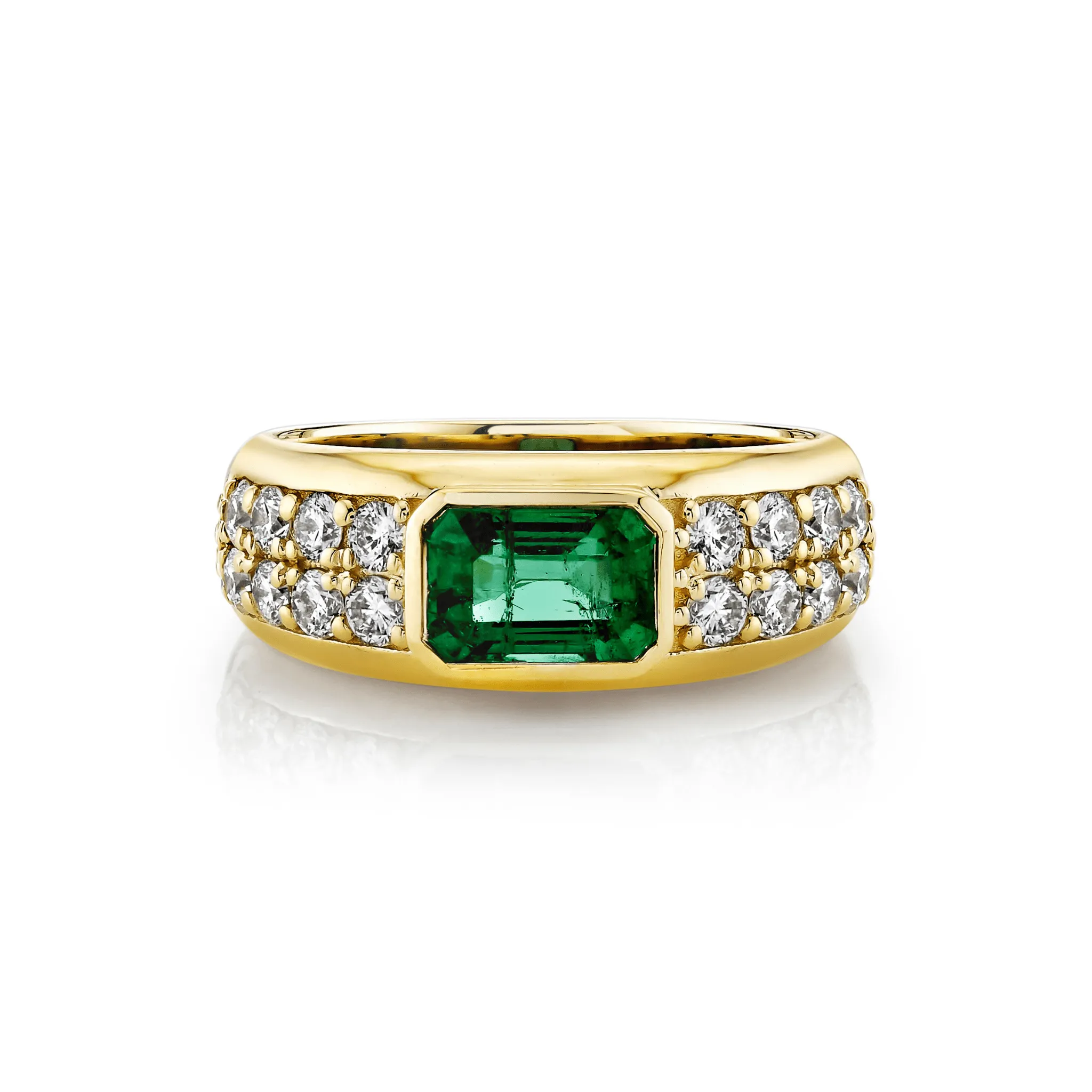 Abundantia Emerald Cut Emerald Diamond Pavé Ring