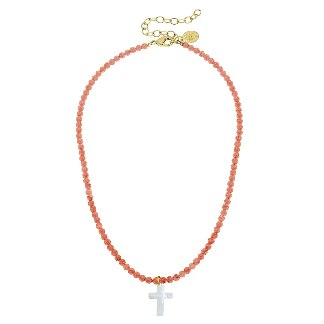 Alys Pearl Cross Necklace