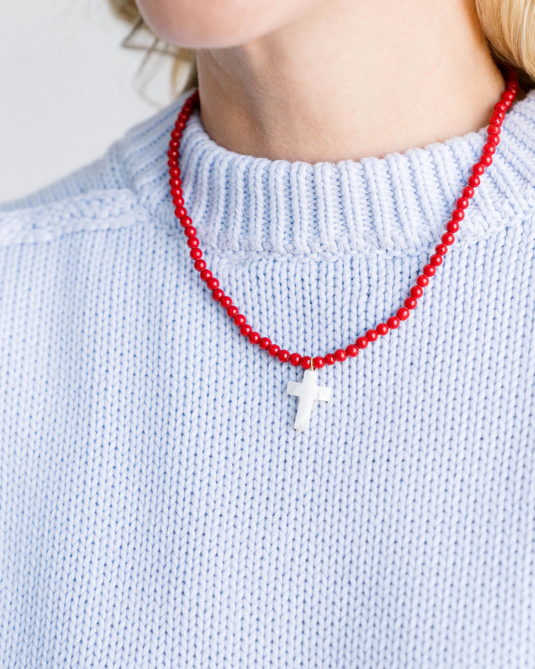 Alys Pearl Cross Necklace