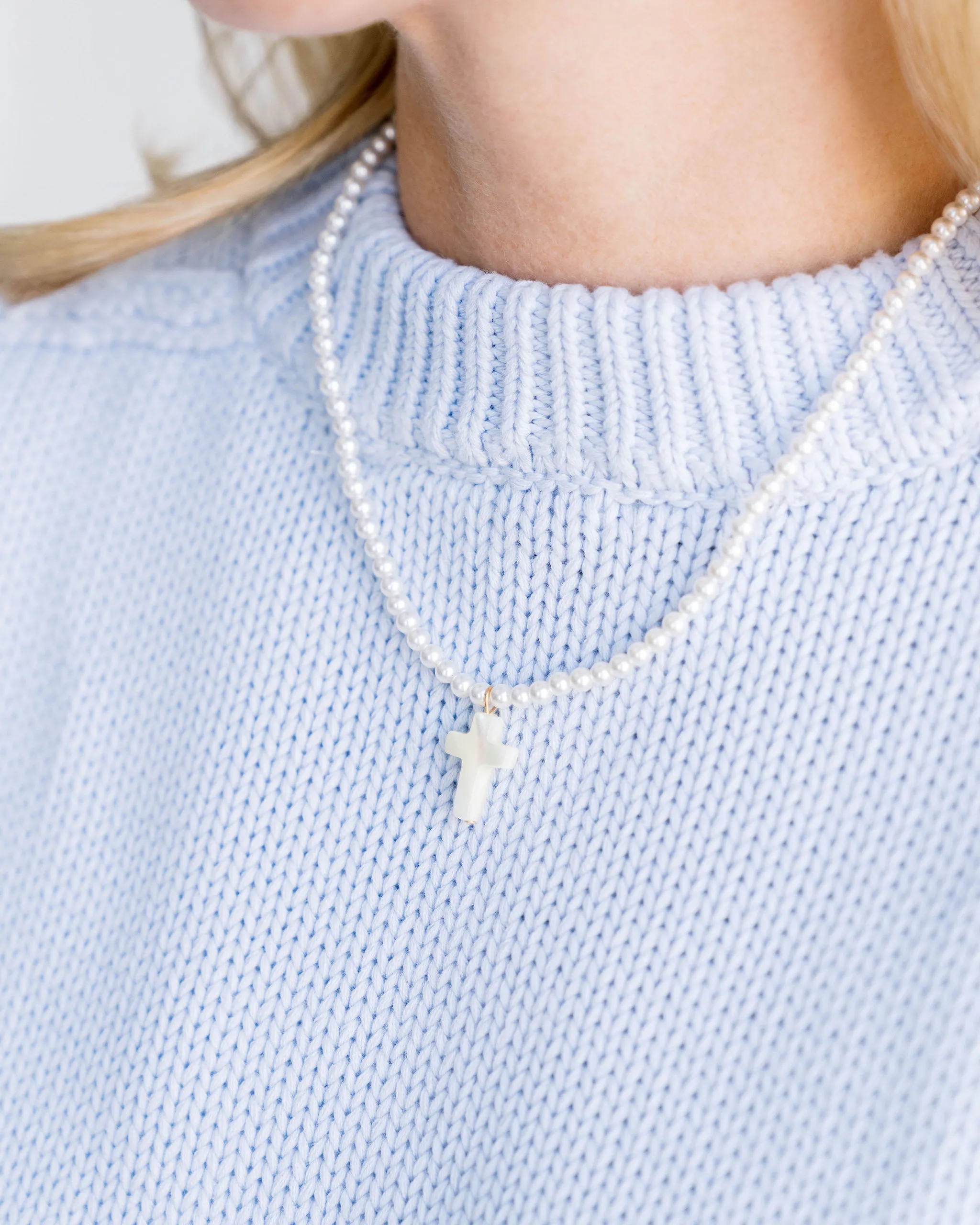 Alys Pearl Cross Necklace