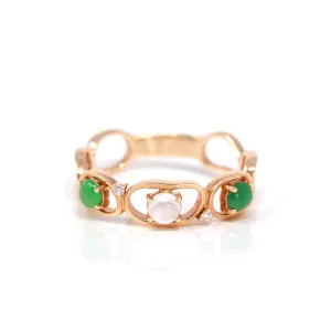 Baikalla™ "Melba" 18k Rose Gold Natural Imperial Jadeite Wedding Band