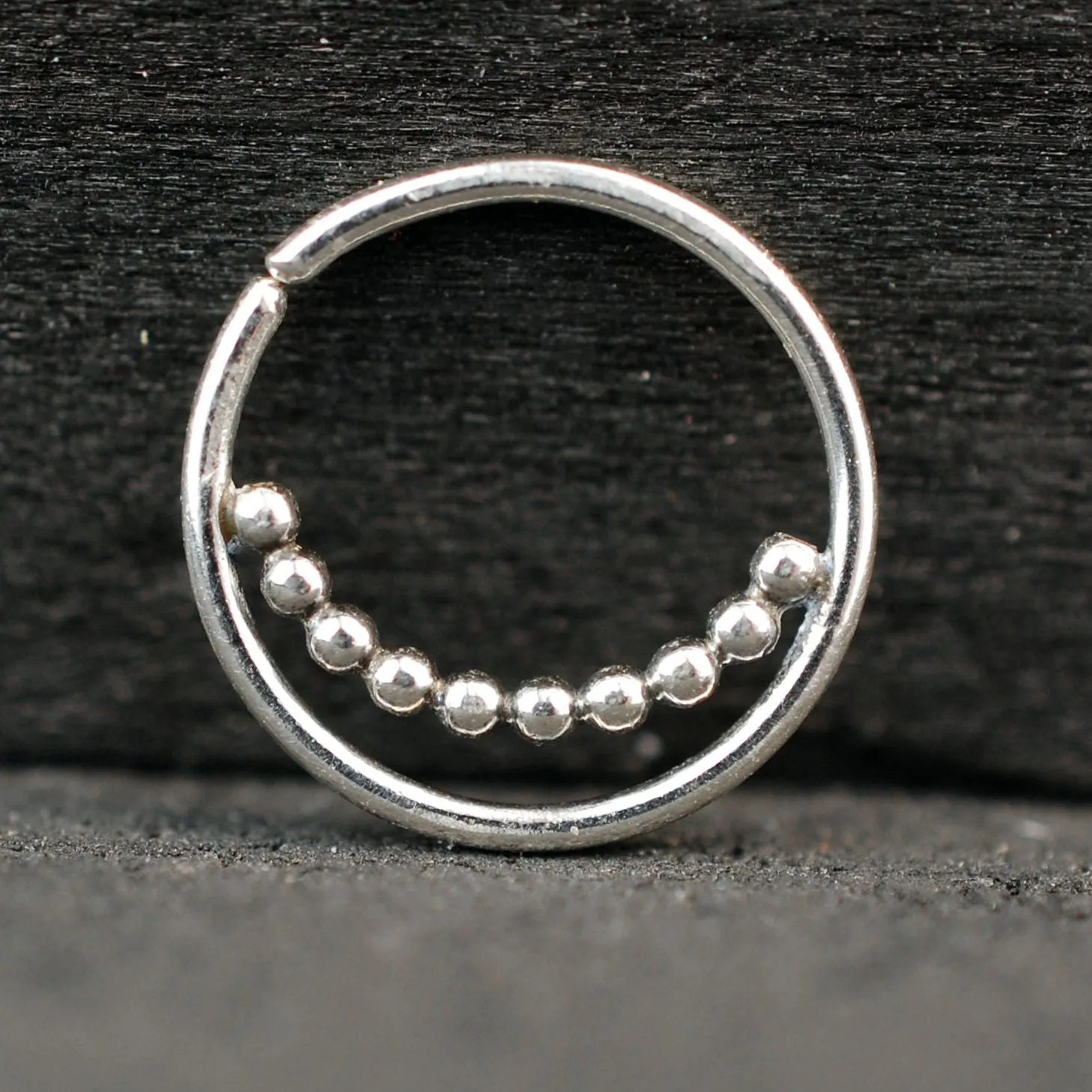 Beaded Silver Septum or Nose Ring