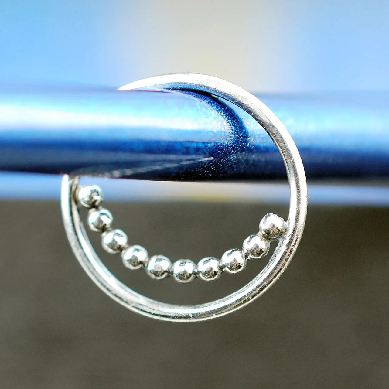 Beaded Silver Septum or Nose Ring